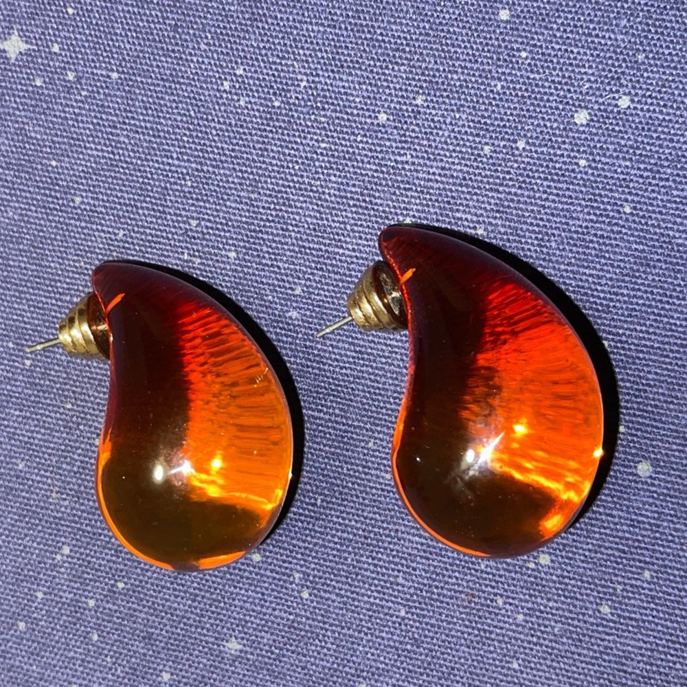 Amber Teardrop Lucite Post Earrings